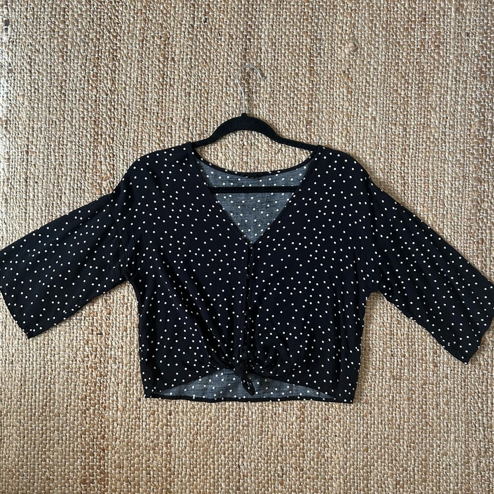 Mine Black and White Polka Dot Blouse